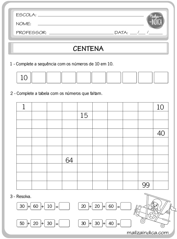 Mailzaindica Atividade Do Ensino Fundamental De Matem Tica